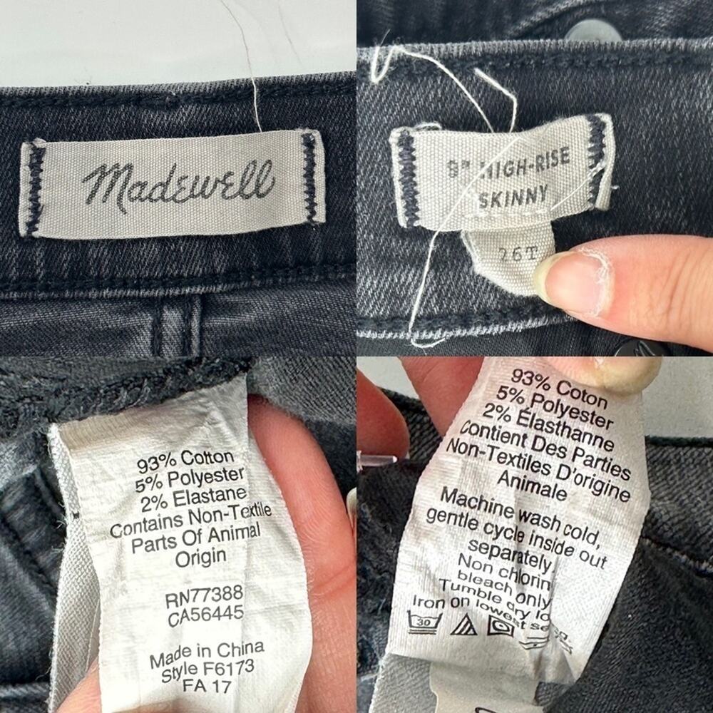 Madewell 9” high rise skinny jeans black women's 26 tall - Picture 8 of 12